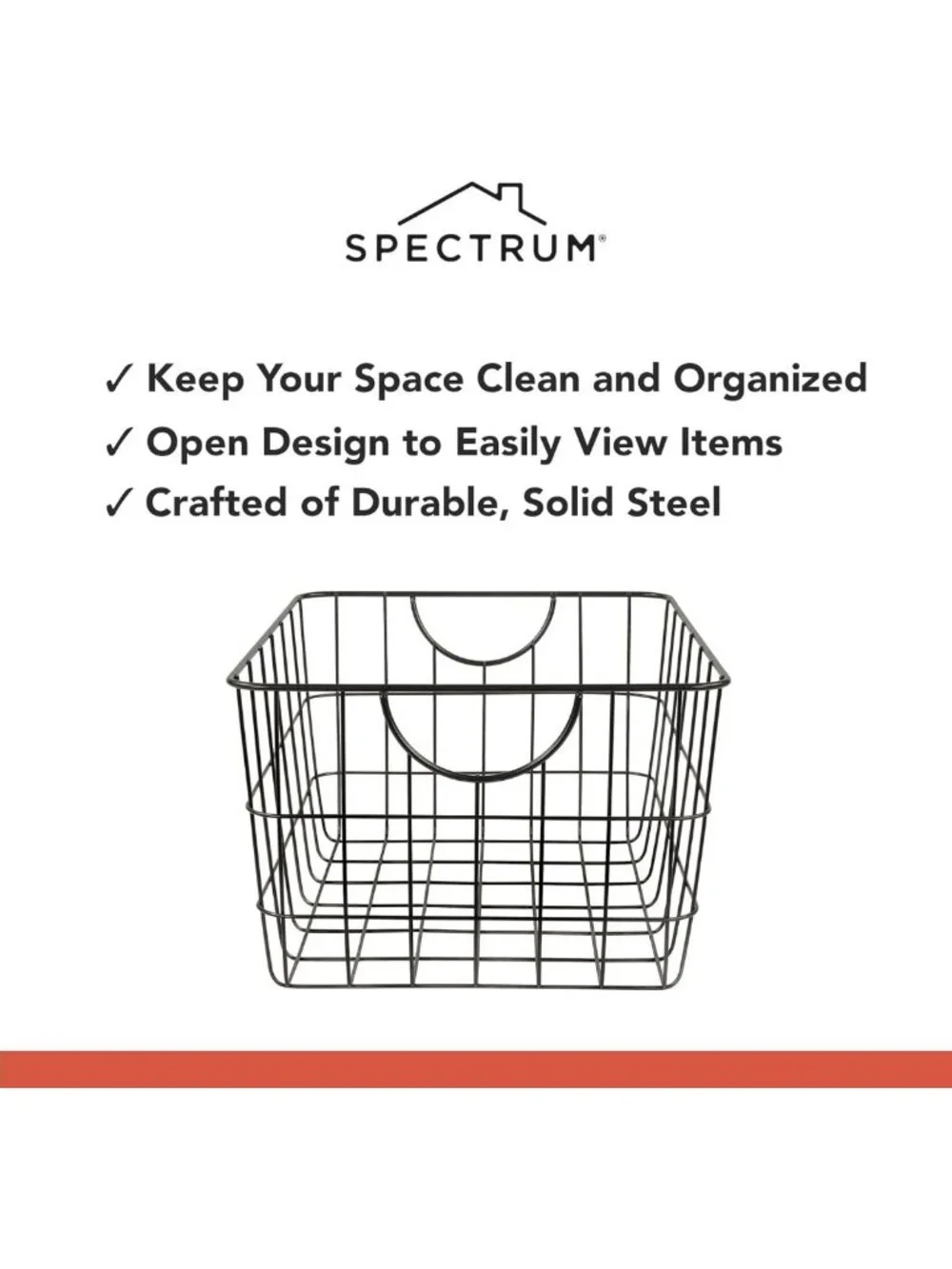 Large Black Metal Wire Basket with Handle - Utility Storage Bin for Kitchen